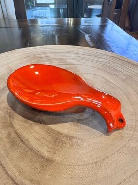 Frankoma Vintage Orange Ceramic Spoon Rest 4Y